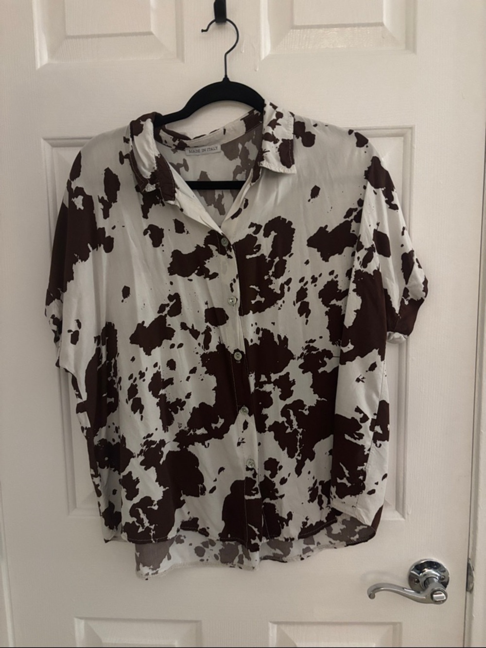 Women’s Brown & White Button-Down Shirt - Relaxed Fit